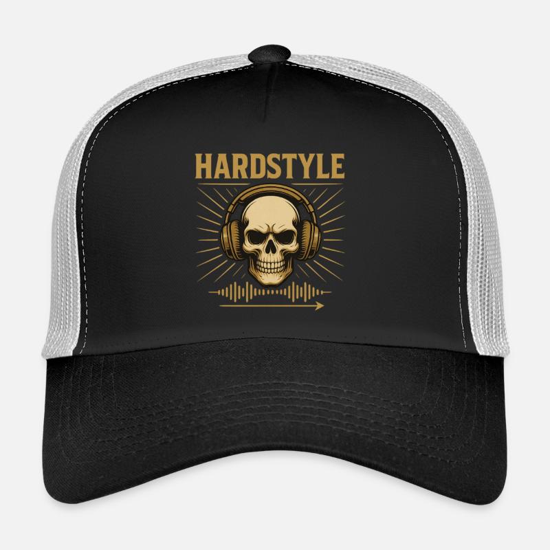 Golden Hardstyle Skull - Trucker Cap - Schwarz/Steingrau