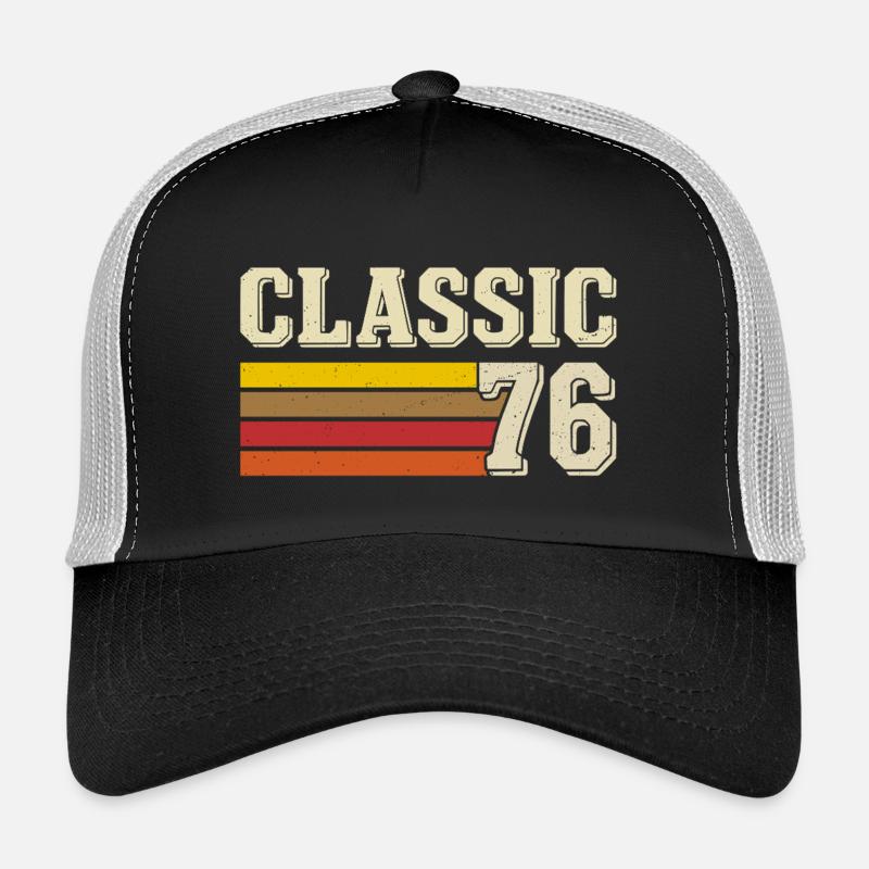 Retro Classic 76 – Geboren 1976 Vintage Geburtstag - Trucker Cap - Schwarz/Steingrau