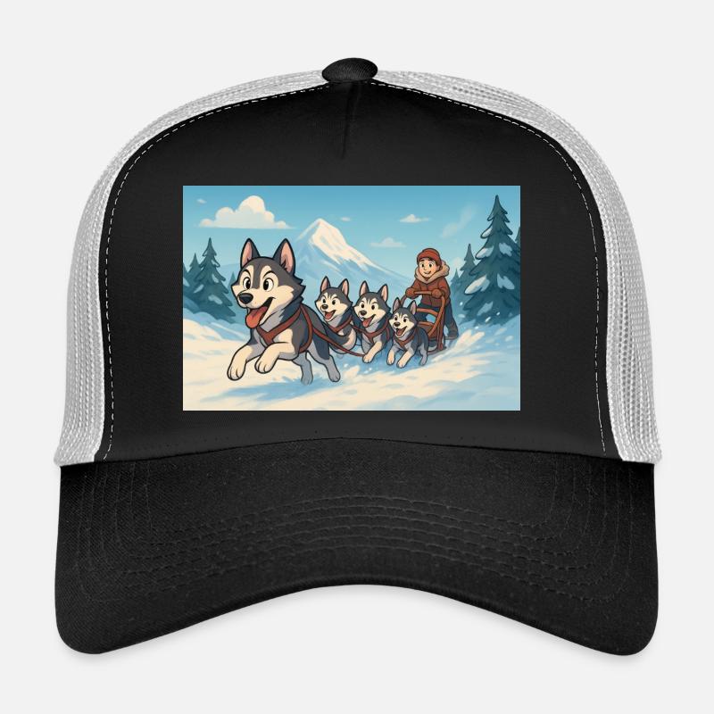 Winter Huskies Sled Mountain Race Trucker Cap