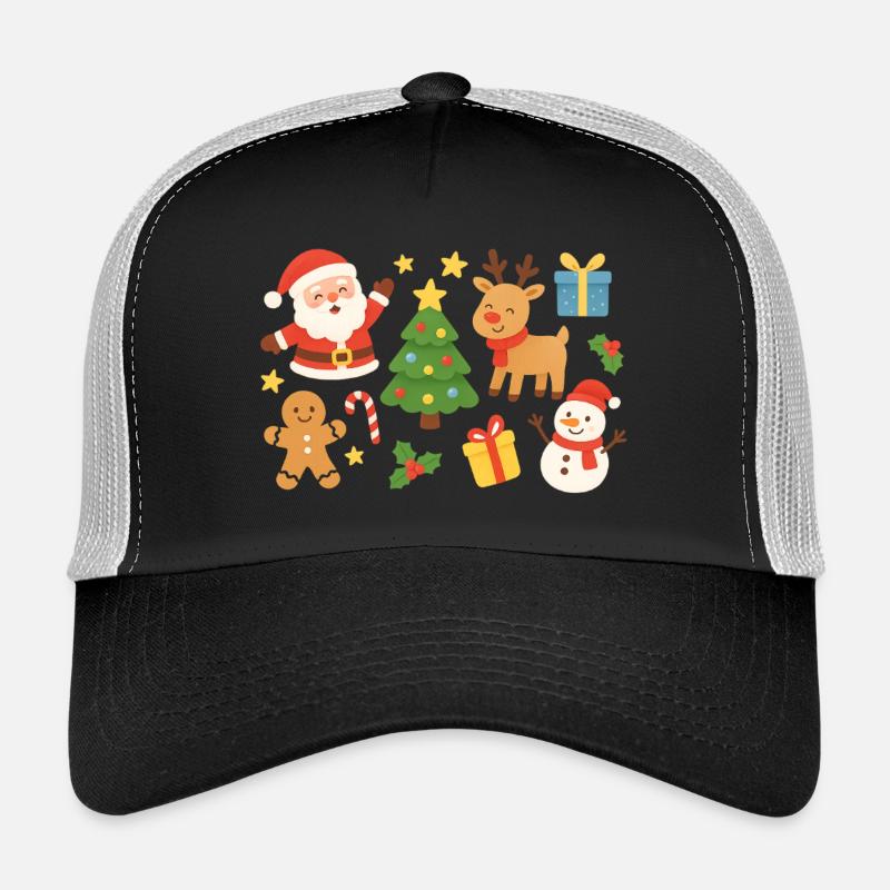 Christmas Magic Santa Reindeer Tree Trucker Cap