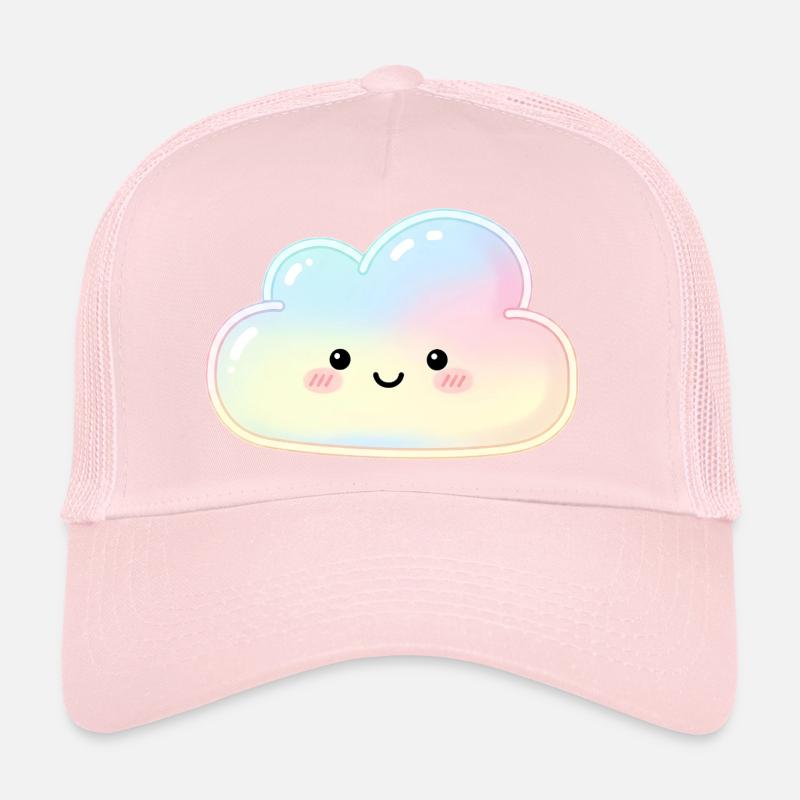 Pastel Cloud with Cute Face Sleep Cloud Trucker Cap