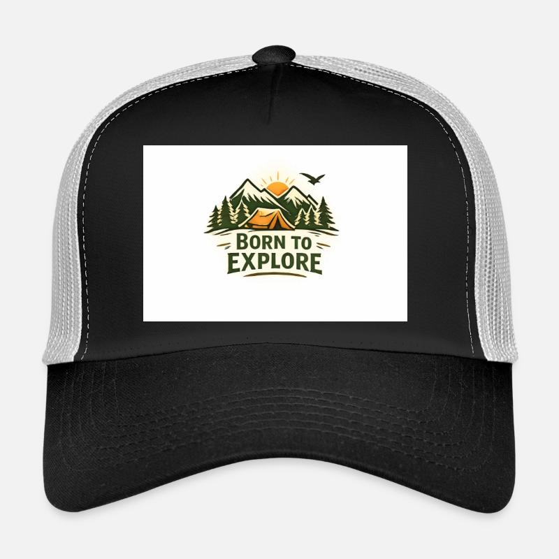 Born to Explore Outdoor Abenteuer - Trucker Cap - Schwarz/Steingrau