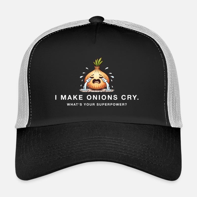I make onions cry – Lustiger Superpower Spruch - Trucker Cap - Schwarz/Steingrau