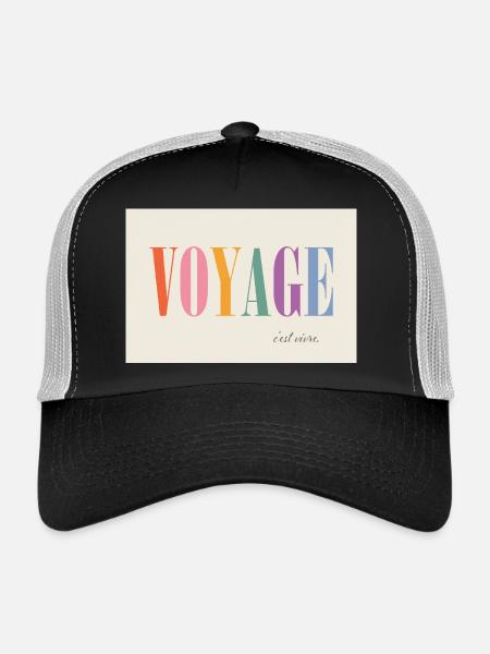 Voyage – c’est vivre - Casquette trucker  - noir/gris pierre - Devant