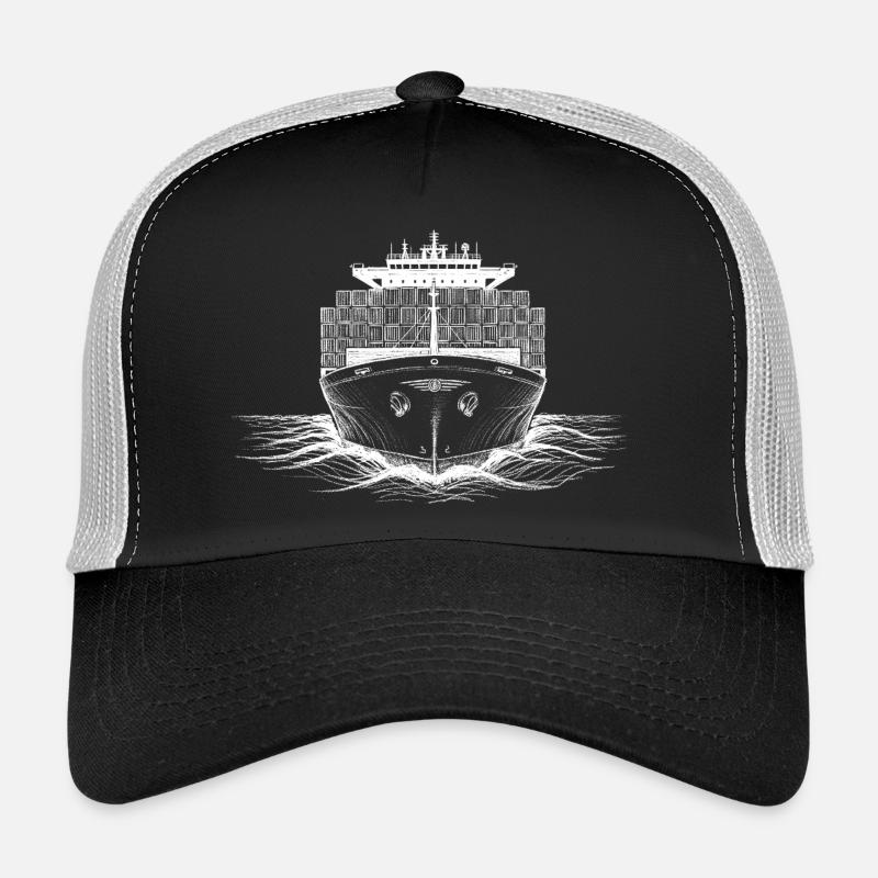 Impression de dessin de navire de transport de marchandises pour conteneurs Casquette trucker 