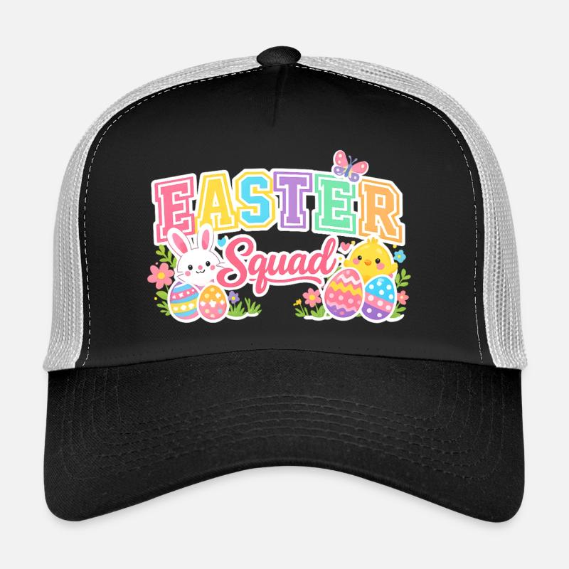 Ostern Squad Bunte Eier Küken - Trucker Cap - Schwarz/Steingrau