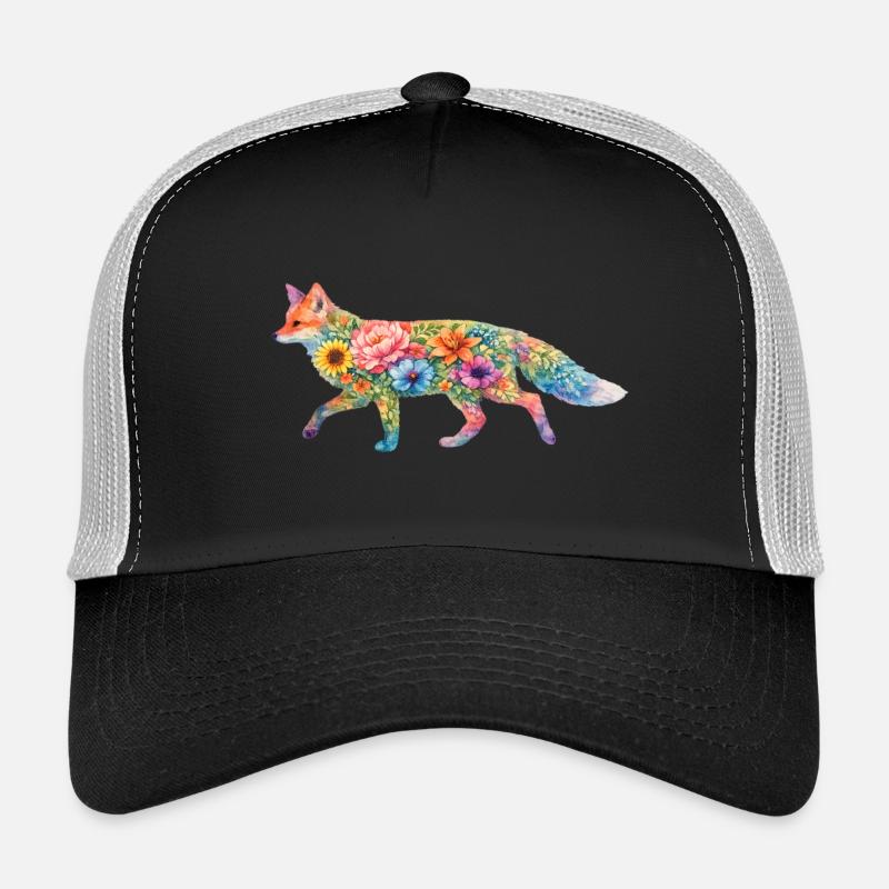 Fuchs Aquarell Silhouette Blumen Trucker Cap