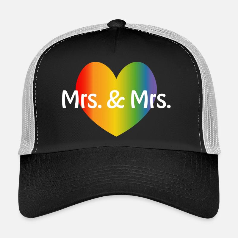 Regenbogen Mrs and Mrs rainbow Herz lesbisch LGBT - Trucker Cap - Schwarz/Steingrau