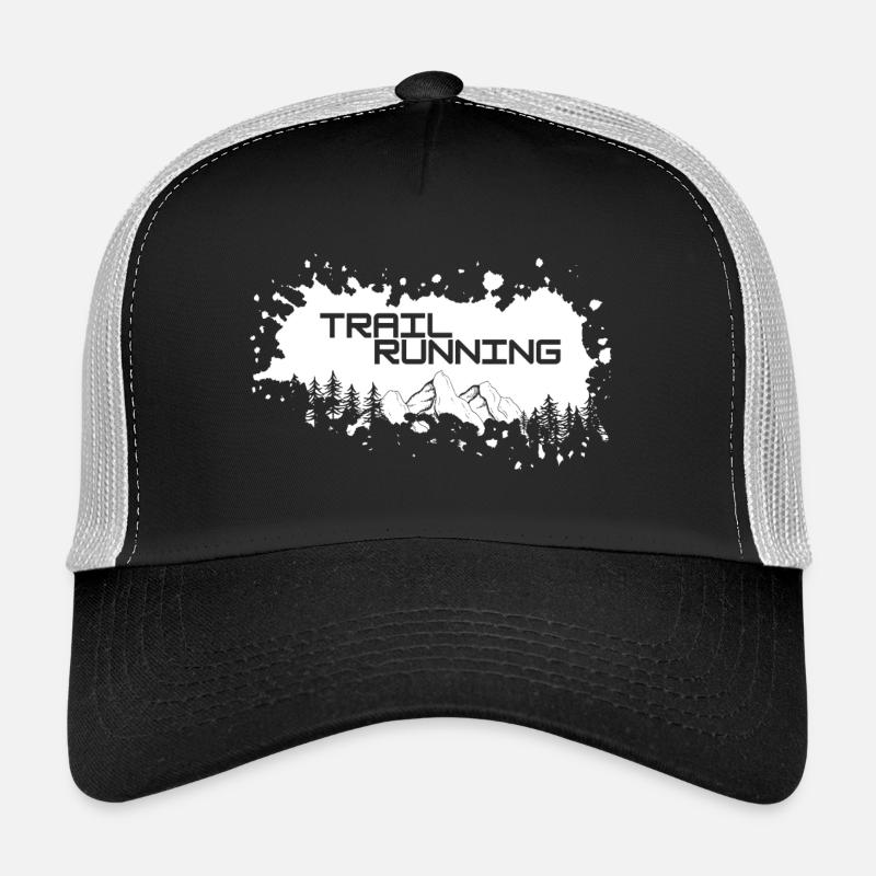 Trail Running Berge und Wald weißer Farbklecks - Trucker Cap - Schwarz/Steingrau
