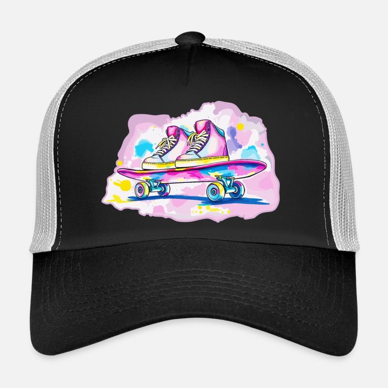 Skateboard with shoes Trucker Cap
