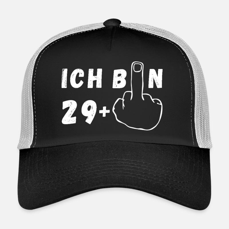 Ich bin 29+ Stinkefinger Geburtstag Geschenk ab 30 - Trucker Cap - Schwarz/Steingrau