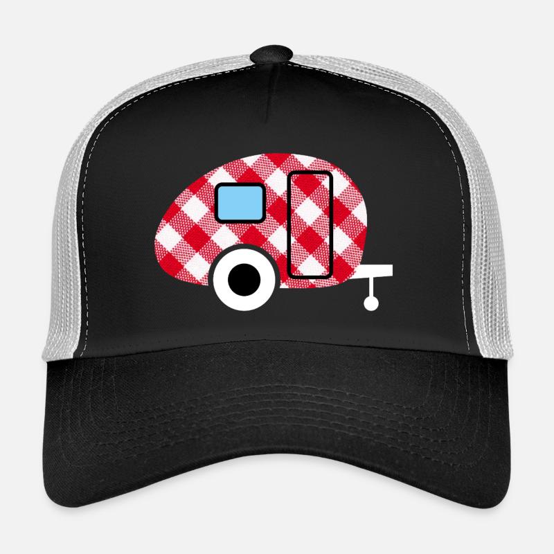 Caravan Caravan Checkered Check Pattern Camping Fan Trucker Cap