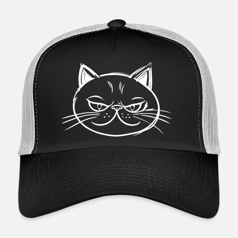 Cat with mischievous expression Drawing Trucker Cap