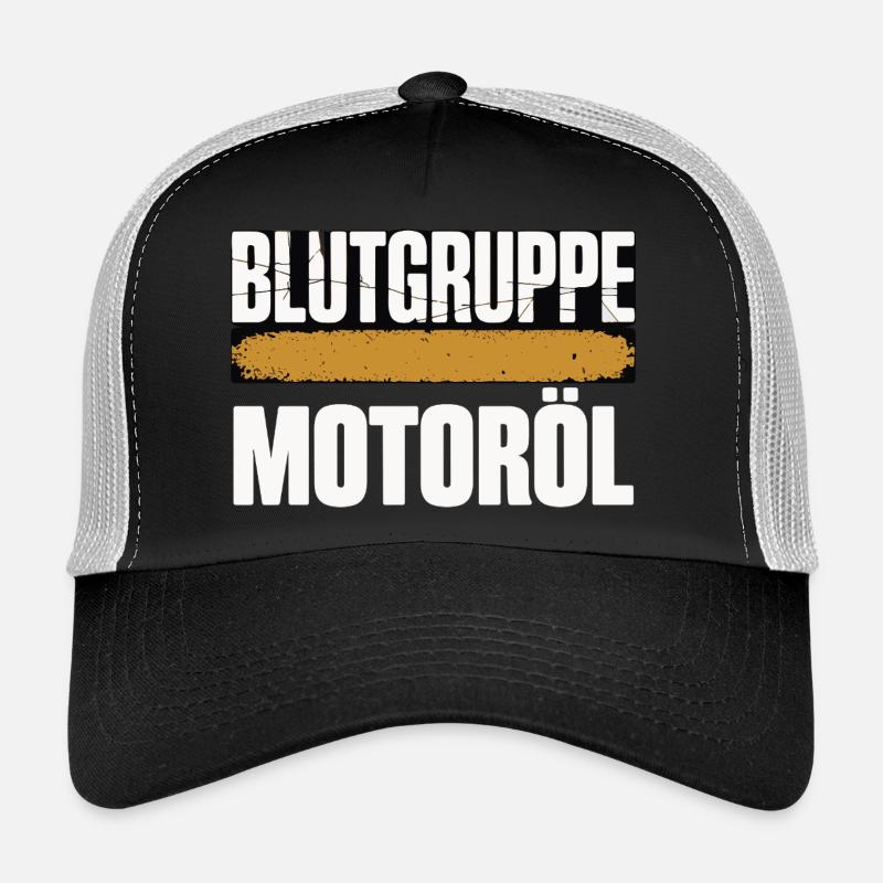 Blood Type Engine Oil Screwdriver Design Trucker Cap
