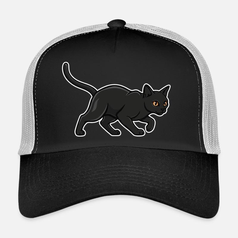 Black Cat Silhouette Panther Hunter Vintage - Trucker Cap - black/stone grey