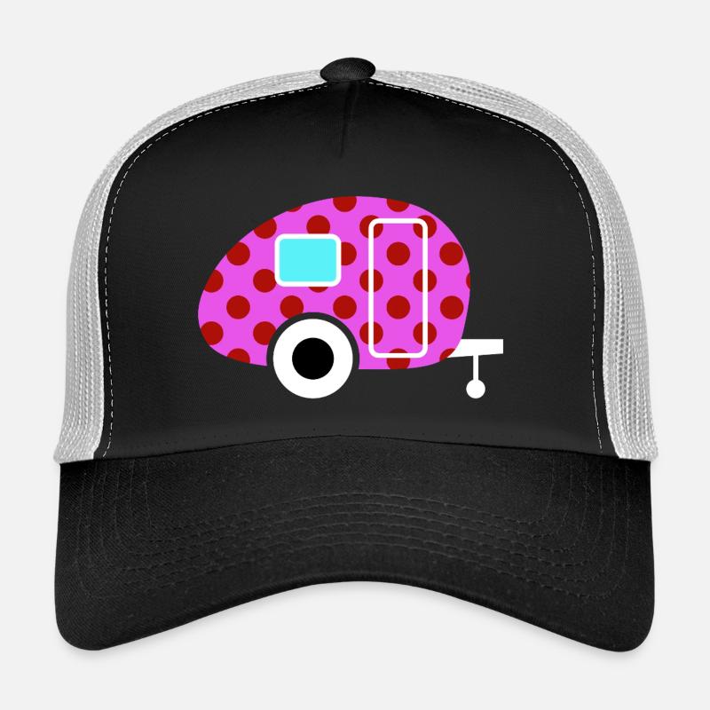 Caravan Van Life Retro Caravan Camper Dots Point Casquette trucker 