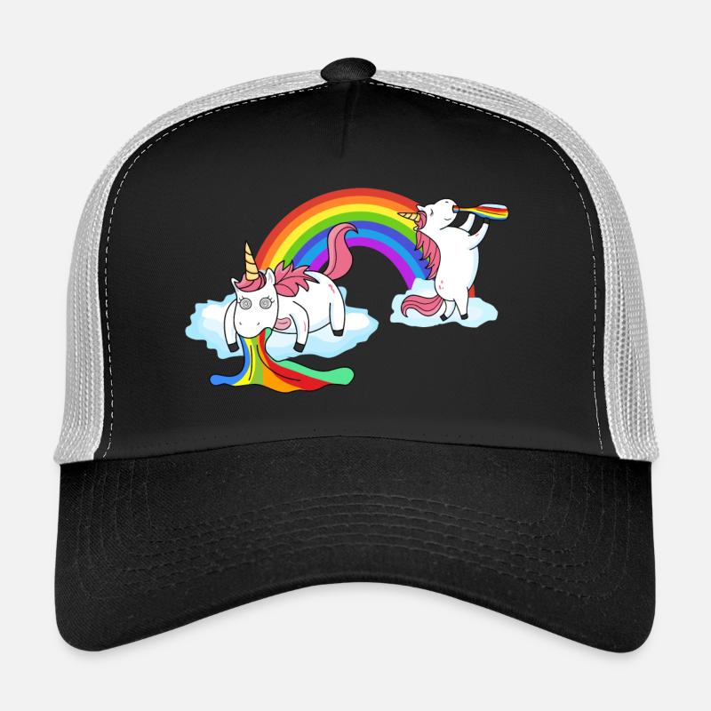Unicorn vomiting while drinking Trucker Cap