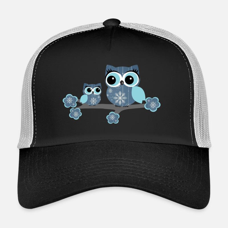 Winter-Eulen - Trucker Cap - Schwarz/Steingrau
