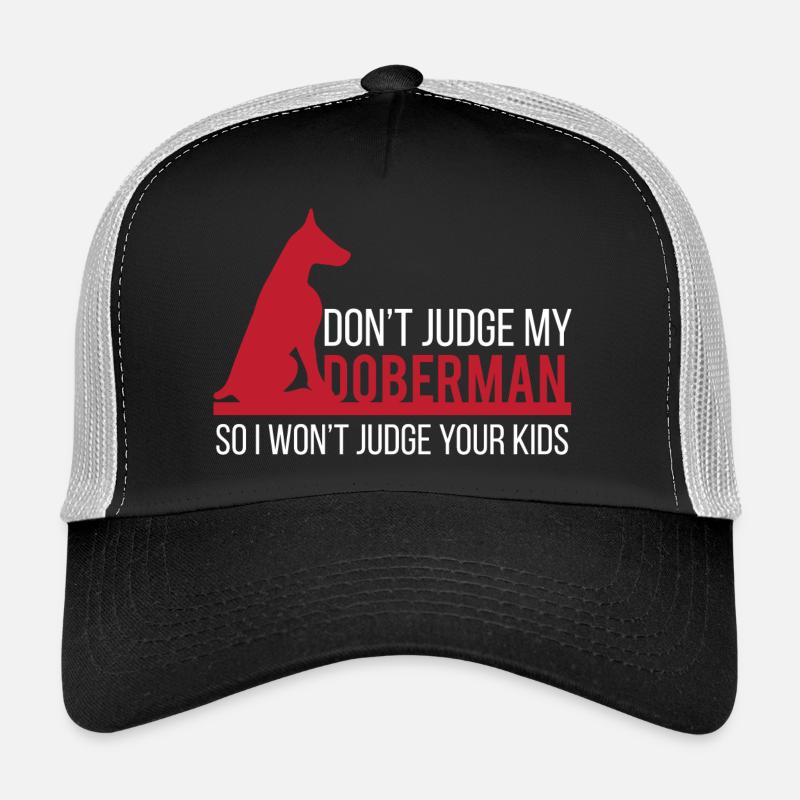 Hund / Dobermann: Don´t judge my Doberman - Trucker Cap - Schwarz/Steingrau