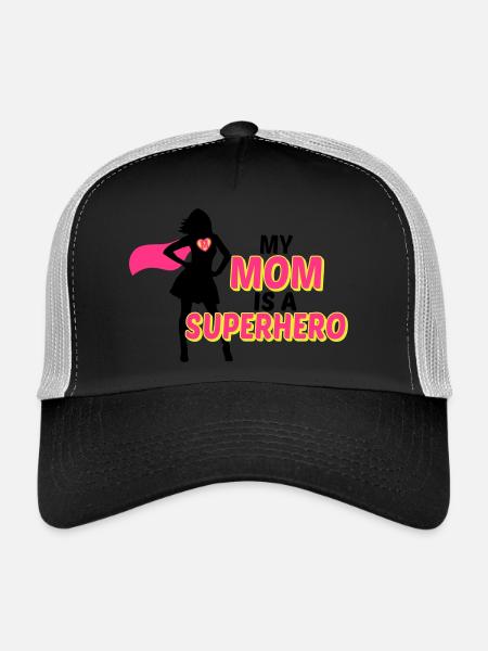 My mom is a Superhero - Casquette trucker  - noir/gris pierre - Devant