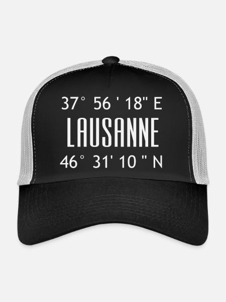 Lausanne Coordinates Typo Graphic - Trucker Cap - black/stone grey - Front