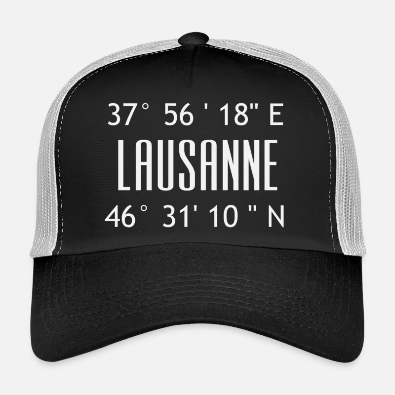 Coordonnées Lausanne typographique Casquette trucker 