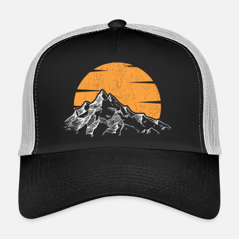 Sunset Peak Mountain Silhouette - Trucker Cap - black/stone grey