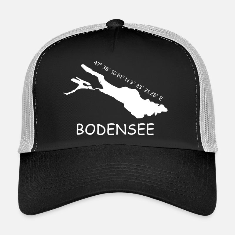 Bodensee Koordinaten - Trucker Cap - Schwarz/Steingrau