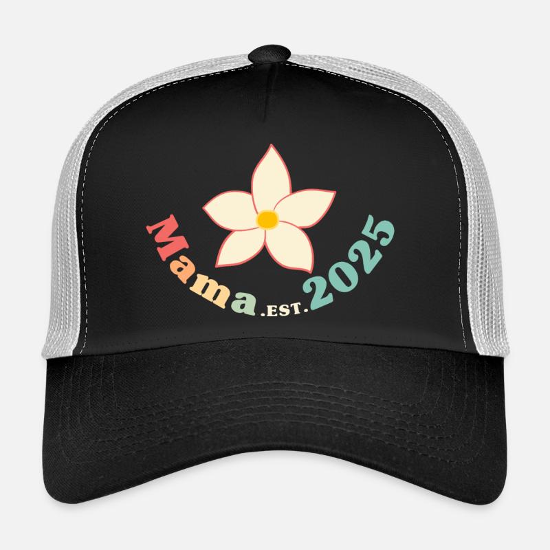 Mama Est 2025 Retro Ich werde Mutter - Trucker Cap - Schwarz/Steingrau