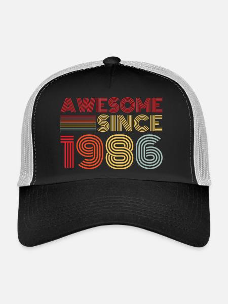 Vintage 1986 Retro 1986 Birthday Gift - Trucker Cap - black/stone grey - Front