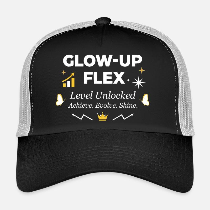 Glow-Up Flex Level Unlocked Personal Growth Trucker Cap