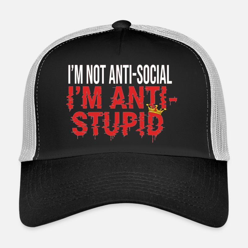 PAS ANTISOCIAL - Casquette trucker  - noir/gris pierre