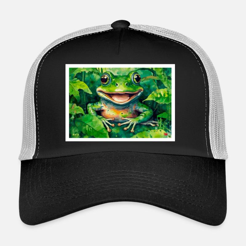 Cheerful frog in the leaf forest - Trucker Cap - black/stone grey
