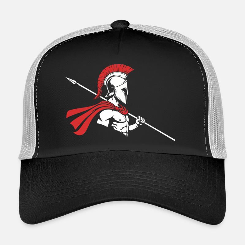 Spartan Profile Spear Logo Mascot Warrior - Trucker Cap - black/stone grey