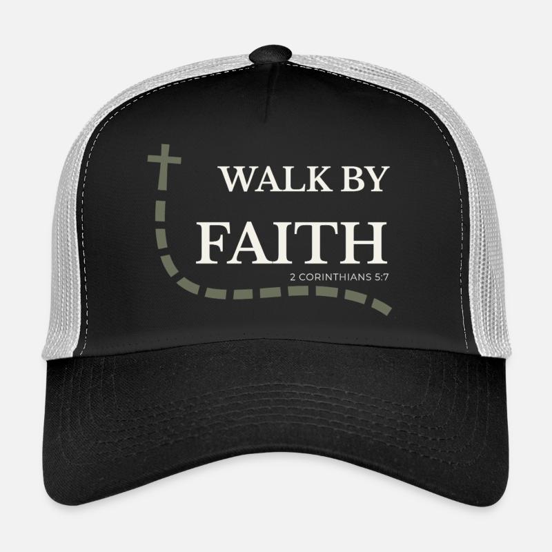 Walk by Faith | 2. Korinther 5,7 - Trucker Cap - Schwarz/Steingrau