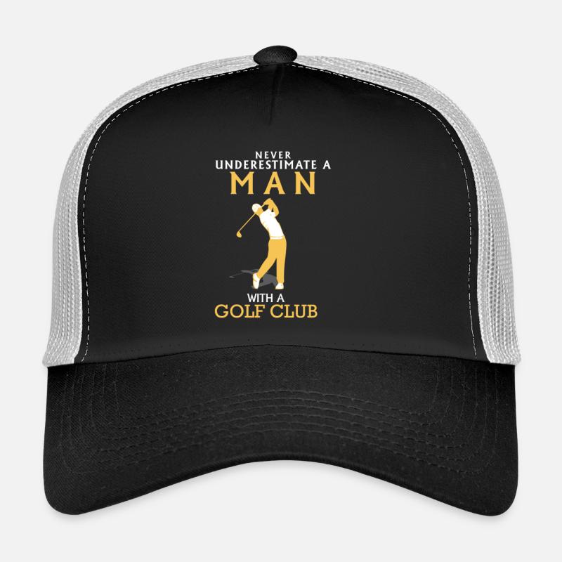 UNTERSCHÄTZE NIEMALS EINEN MANN MIT GOLFSCHLÄGER! - Trucker Cap - Schwarz/Steingrau