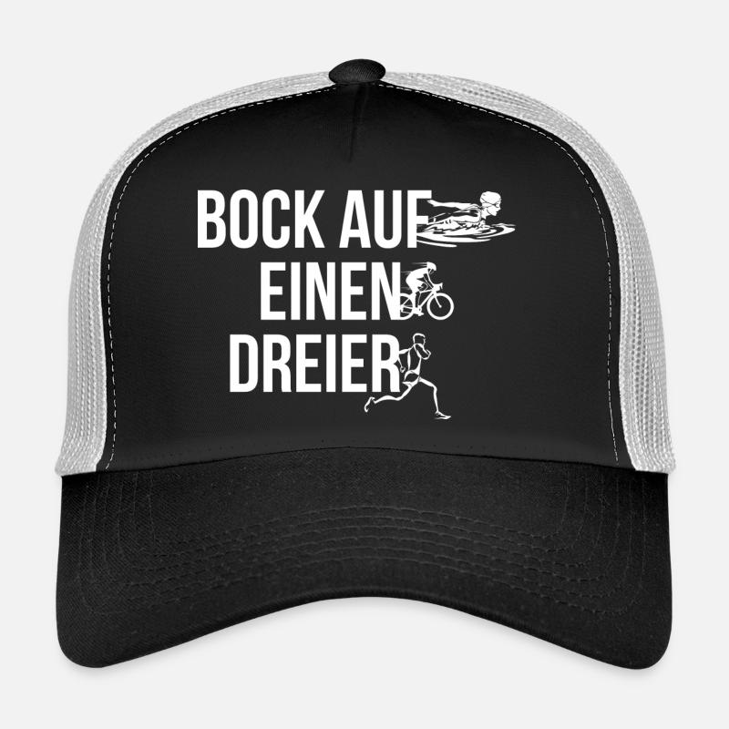 Triathlon bock auf einen Dreier? - Trucker Cap - Schwarz/Steingrau