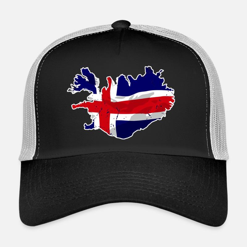 Iceland Flag Map - Trucker Cap - Schwarz/Steingrau