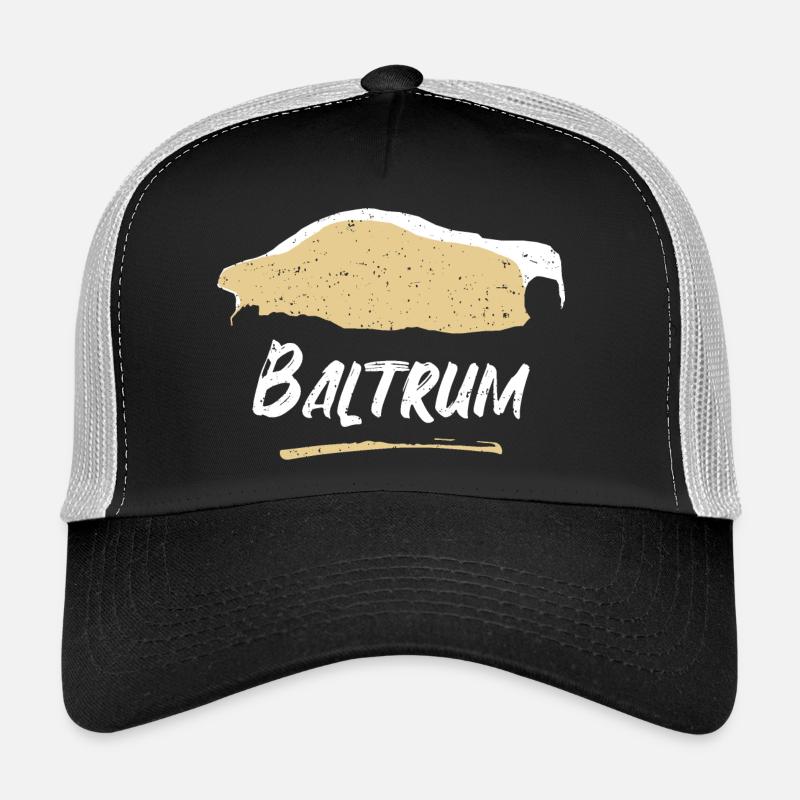 Baltrum | Vintage retro map - Trucker Cap - black/stone grey