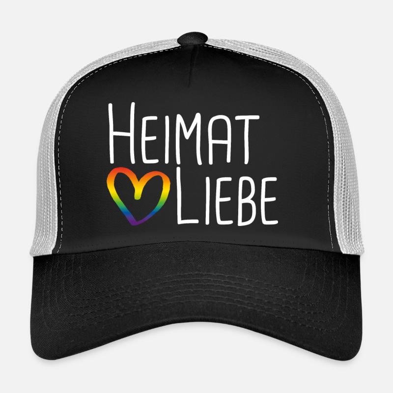 Heimatliebe Regenbogenherz - Trucker Cap - Schwarz/Steingrau