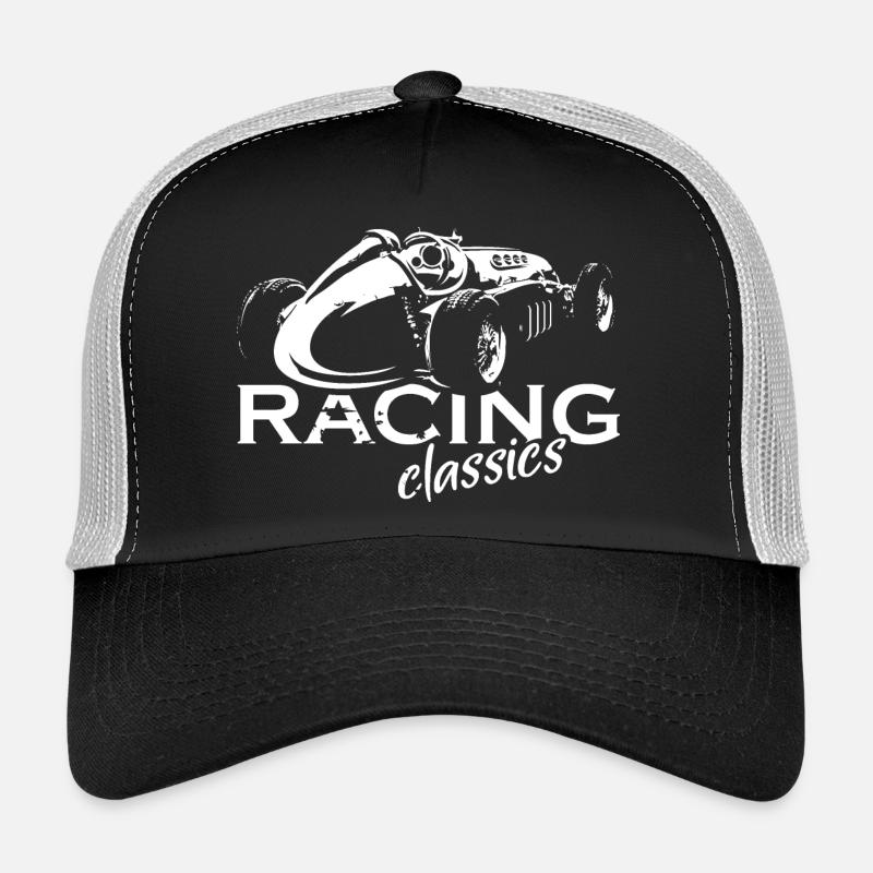 Retro Racing Oldtimer V8 Autos Symbol Logo icon - Trucker Cap - Schwarz/Steingrau