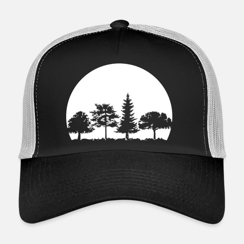 forêt, lune, forêt mixte, nature, chêne, hêtre, bouleau, épicéa Casquette trucker 