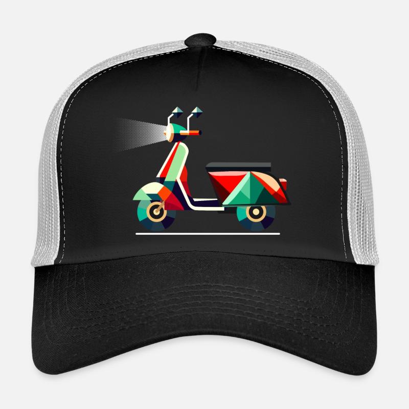 einzigartiges geometrisches buntes Roller-Motiv - Trucker Cap - Schwarz/Steingrau