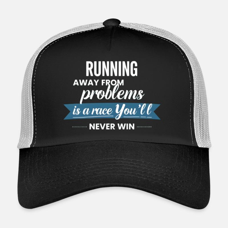 Fuir les problèmes n’est pas une solution - Casquette trucker  - noir/gris pierre