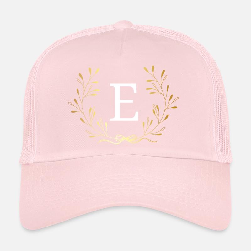Lettre e couronne Floral doré Casquette trucker 