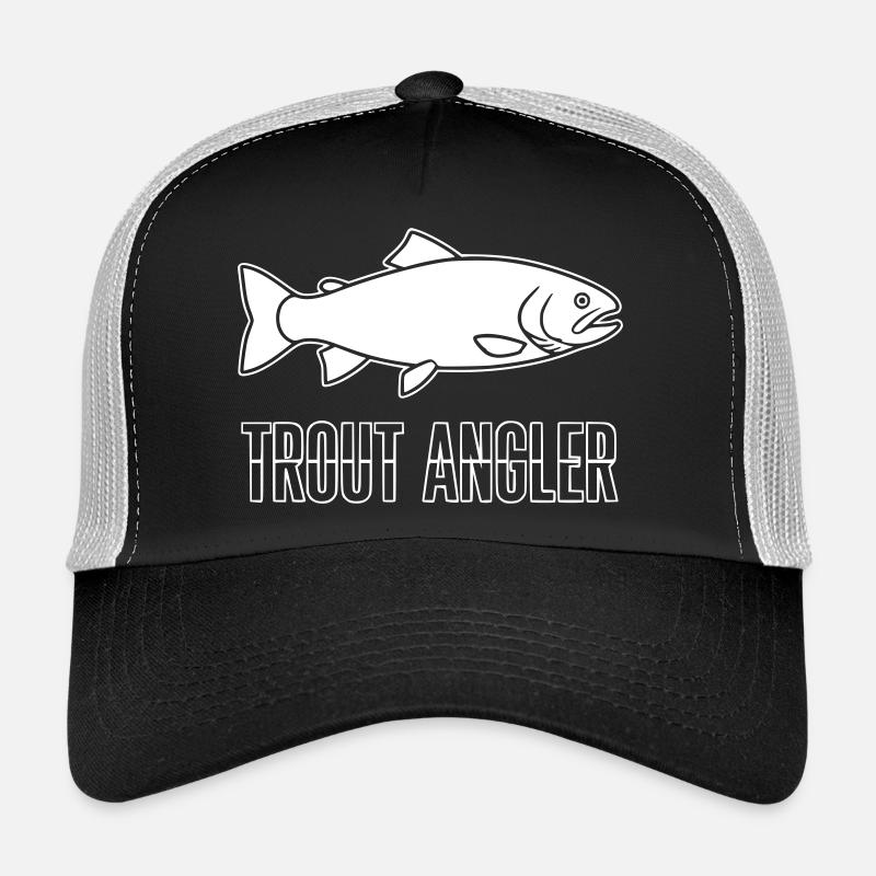 Pêcheur à truites, pêche à la truite, slogan Logo Casquette trucker 