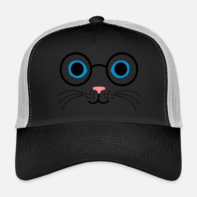 Katze Brille - Trucker Cap - Schwarz/Steingrau