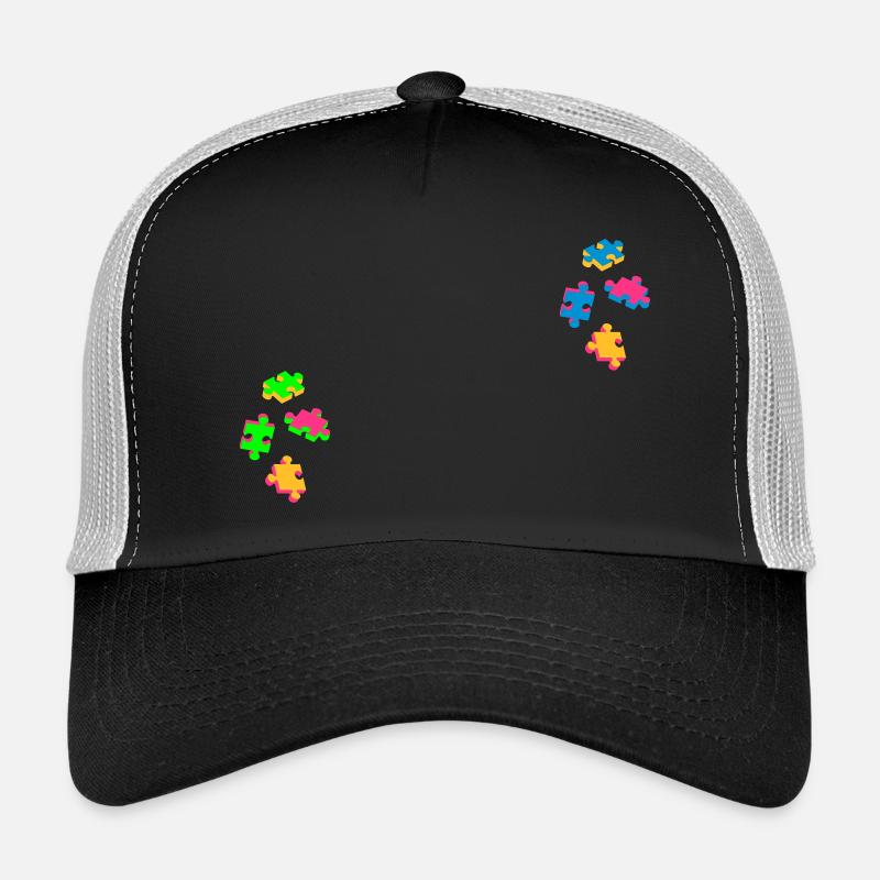 four puzzle pieces Trucker Cap