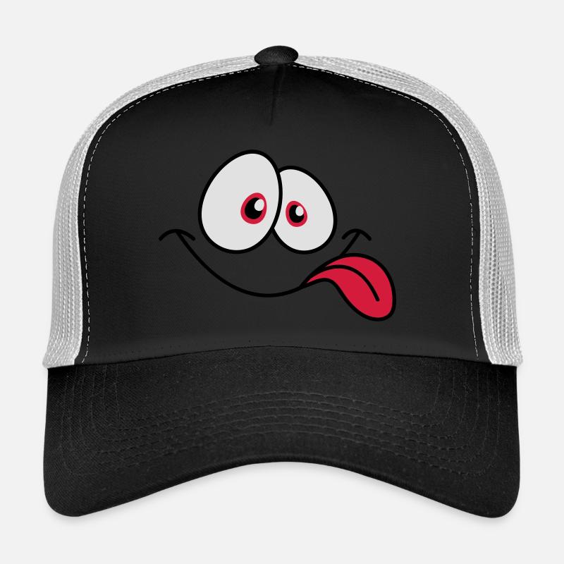 Lächelndes Comic Gesicht Cool Zunge Rausstrecken - Trucker Cap - Schwarz/Steingrau