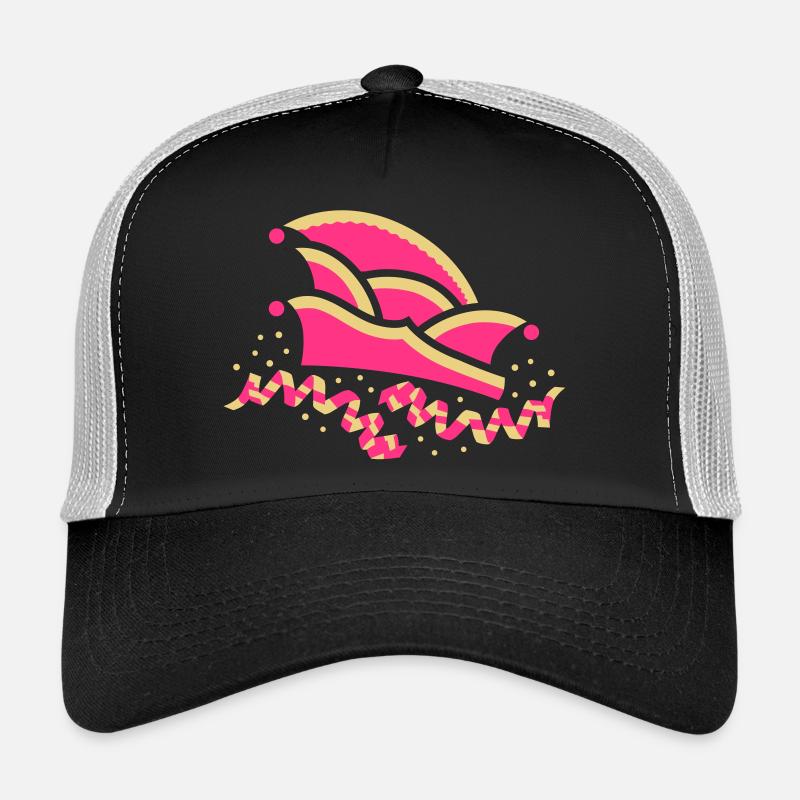 Narrenkappe mit Luftschlangen - Trucker Cap - Schwarz/Steingrau